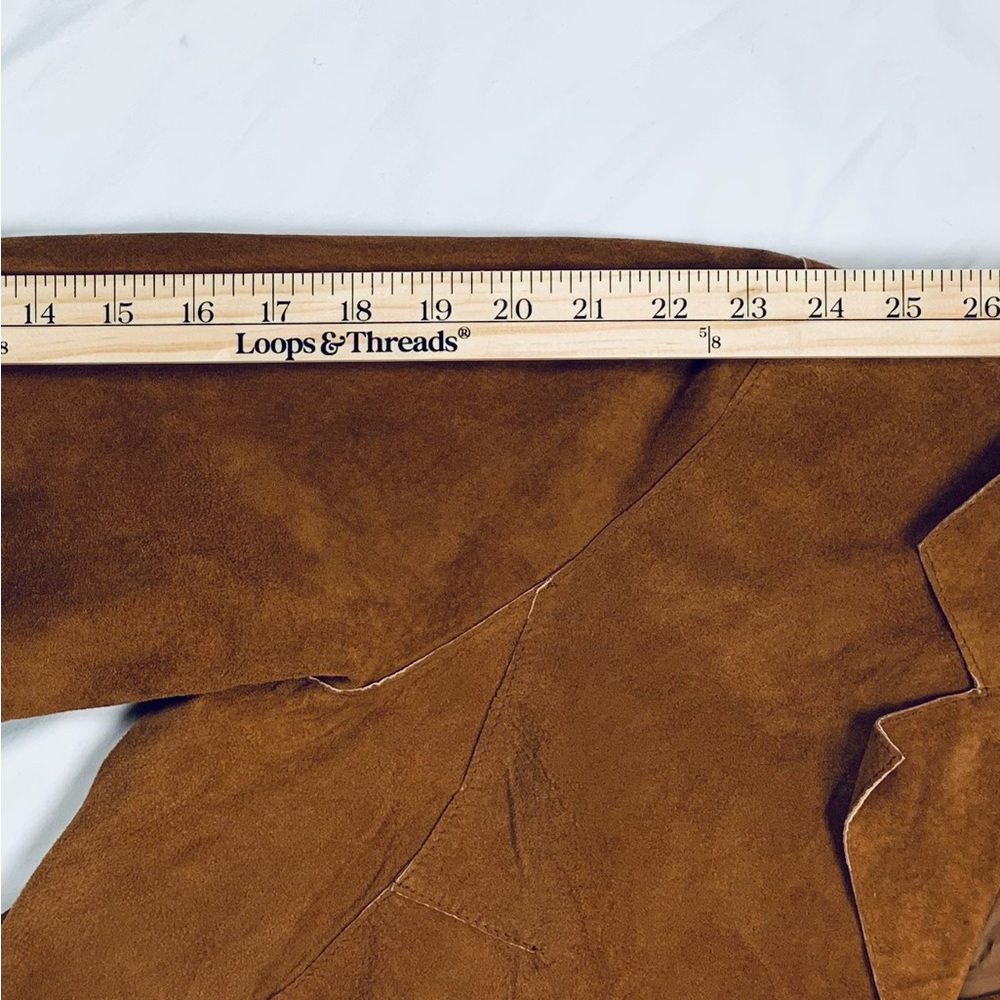 Brandon Thomas Brown Suede Leather Jacket Womens Large Button Up Collared Y2K - Picture 11 of 11